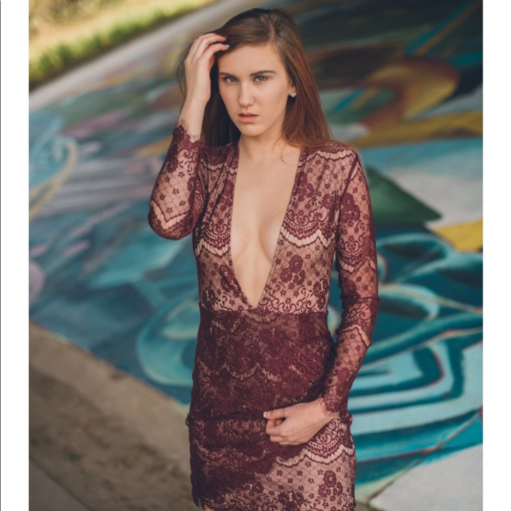 Charlotte Russe Lace Deep V cut Dress🤍